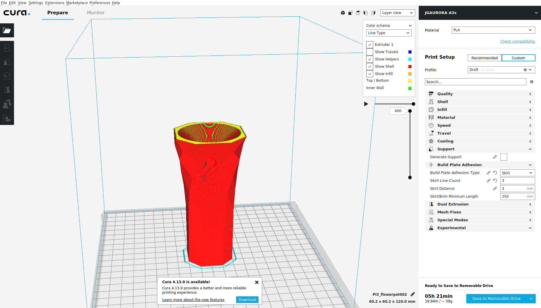 Cura で造形データの出力